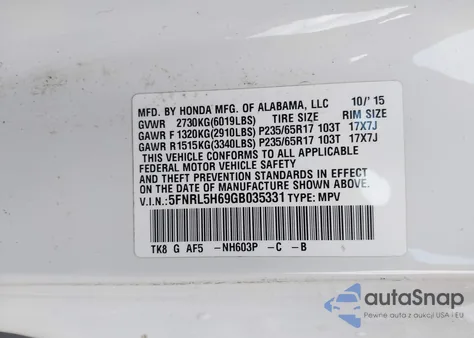 2016 Honda Odyssey Ex-L from USA, damaged, VIN 5FNRL5H69GB035331